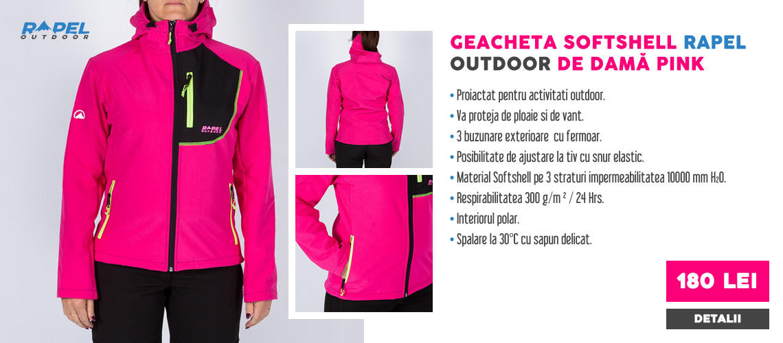 Geacheta Softshell Rapel Outdoor de damă, pink