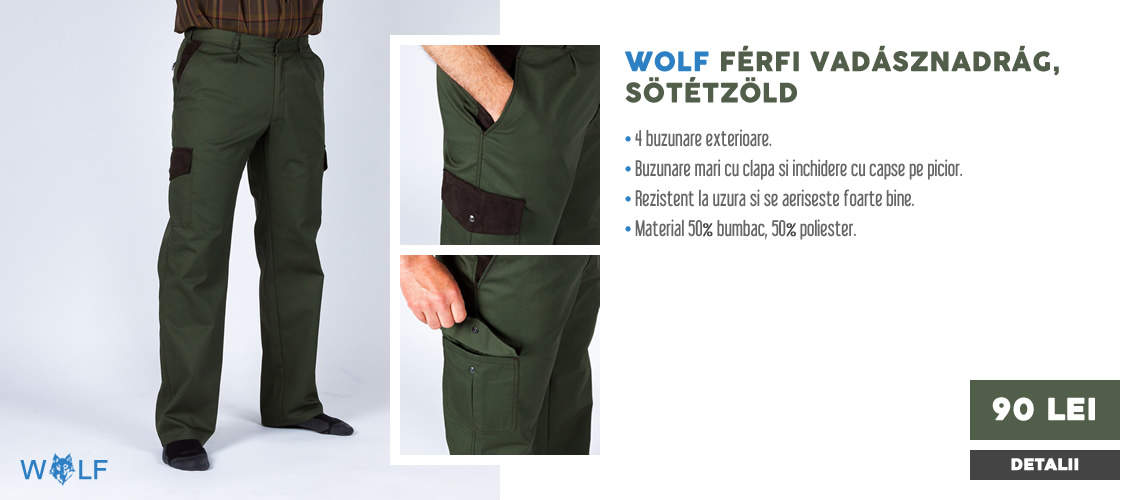 Pantalon vanator barbati Wolf, verde inchis