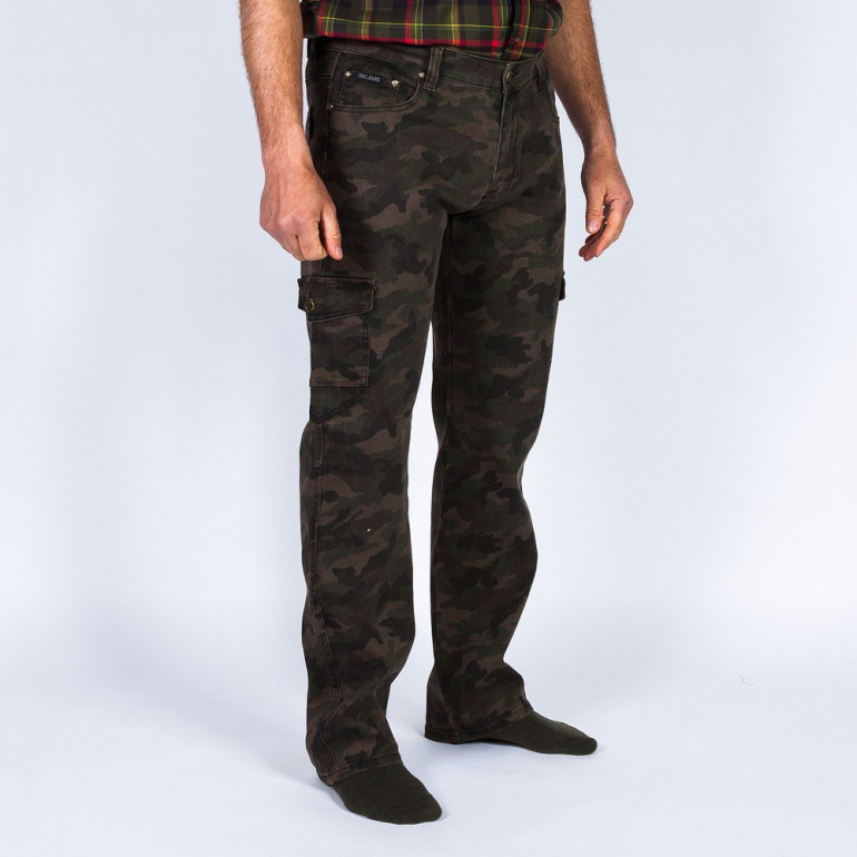 Pantalon blugi camuflaj elastic cu croiala dreapta Pantalon blugi camuflaj elastic cu croiala dreapta
